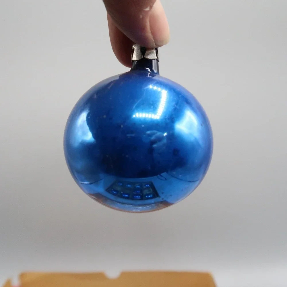 Vintage Hand-Blown Glass Christmas Ornaments All Blue‎ Lot of 10